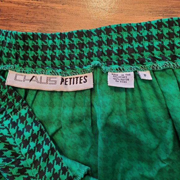 Vintage Green & Black Houndstooth Co-Ord Jacket & Skirt Set Women Medium Petite - Picture 8 of 16